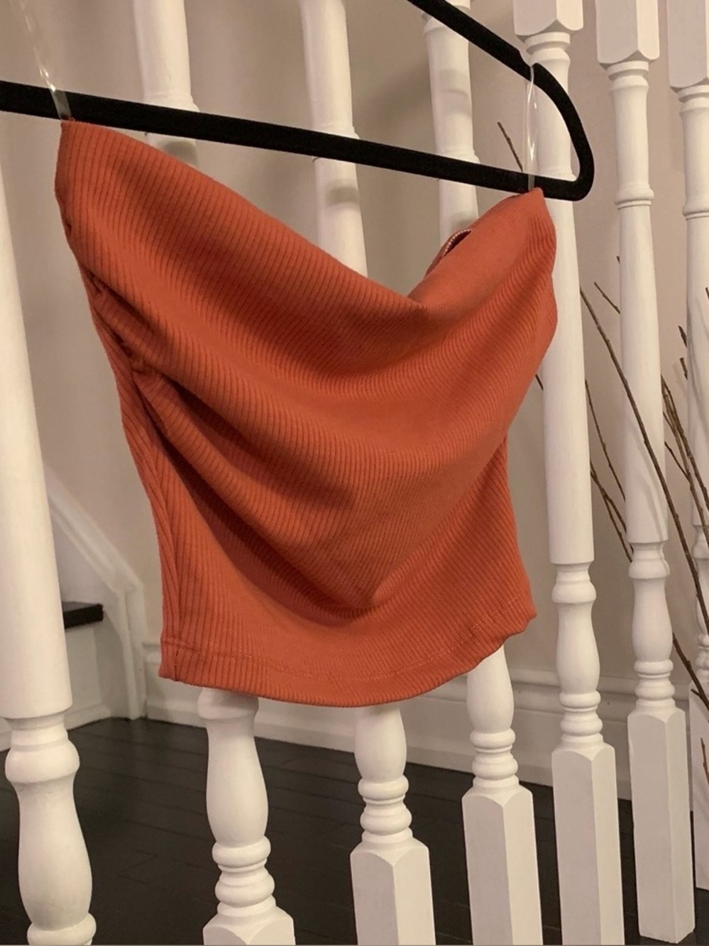 Heart Hips One-Shoulder Ribbed Crop Top in Rust - Picture 2 of 2